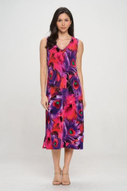 Bn V-neck Midi Tank Dress With Side Slit