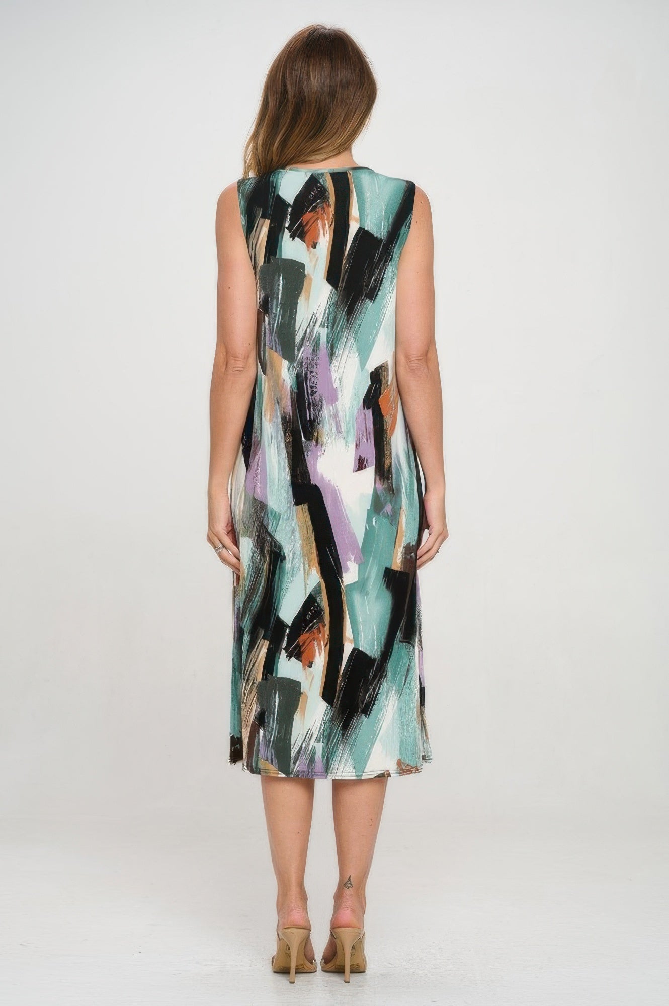 Bns V-neck Midi Tank Dress With Side Slit
