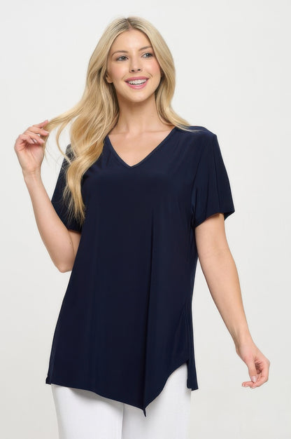 Hit Point V Neck Short Sleeve Top