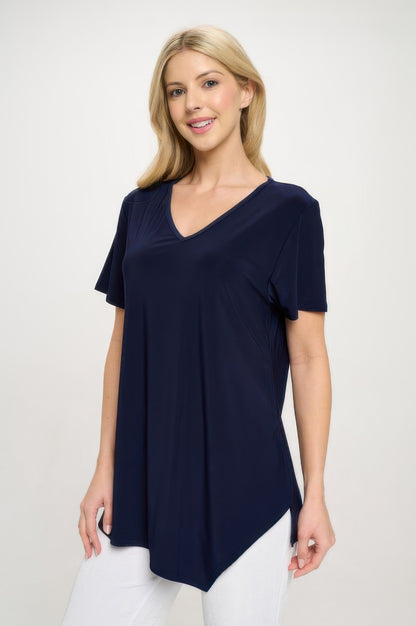Hit Point V Neck Short Sleeve Top
