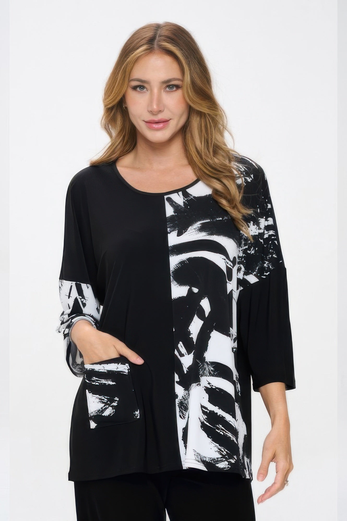 Ity Contrast Top W/pocket
