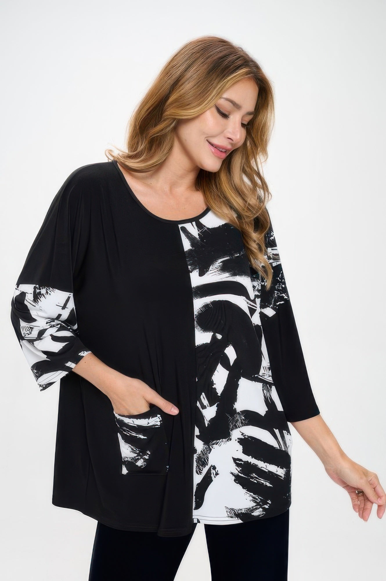 Ity Contrast Top W/pocket