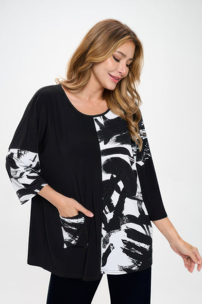 Ity Contrast Top W/pocket