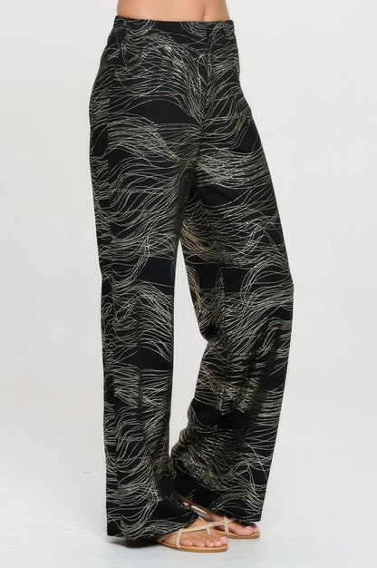 Fukuro Jacquard Wide Leg Pants W/foil