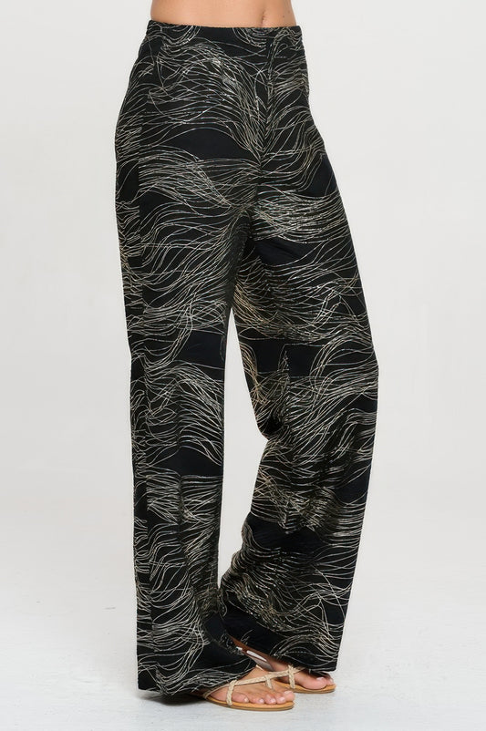 Fukuro Jacquard Wide Leg Pants W/foil