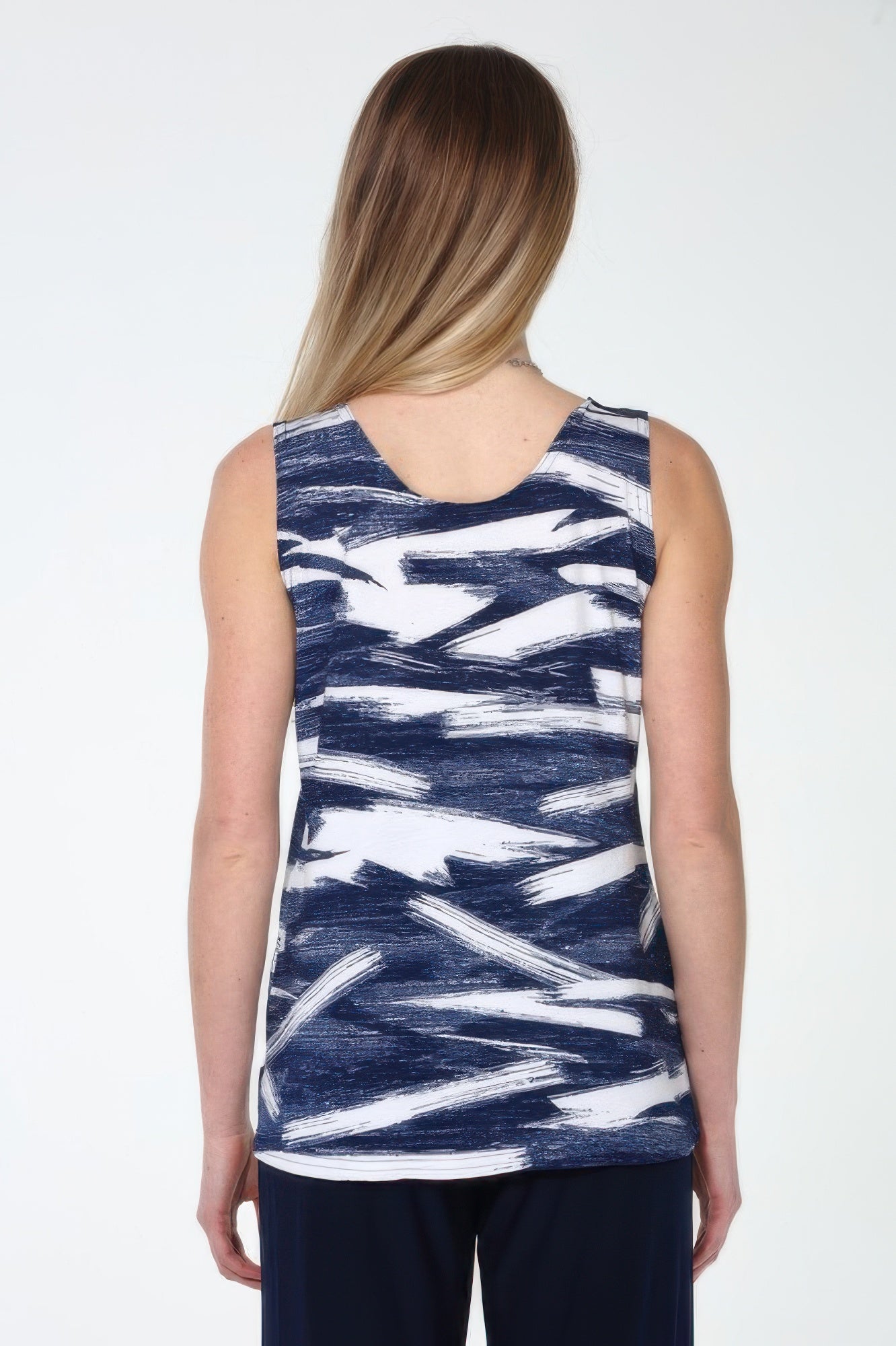 Venechia Pleated Print Sleeveless Tank Top
