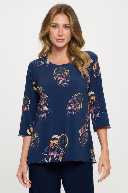 Print Hit Merrow Top
