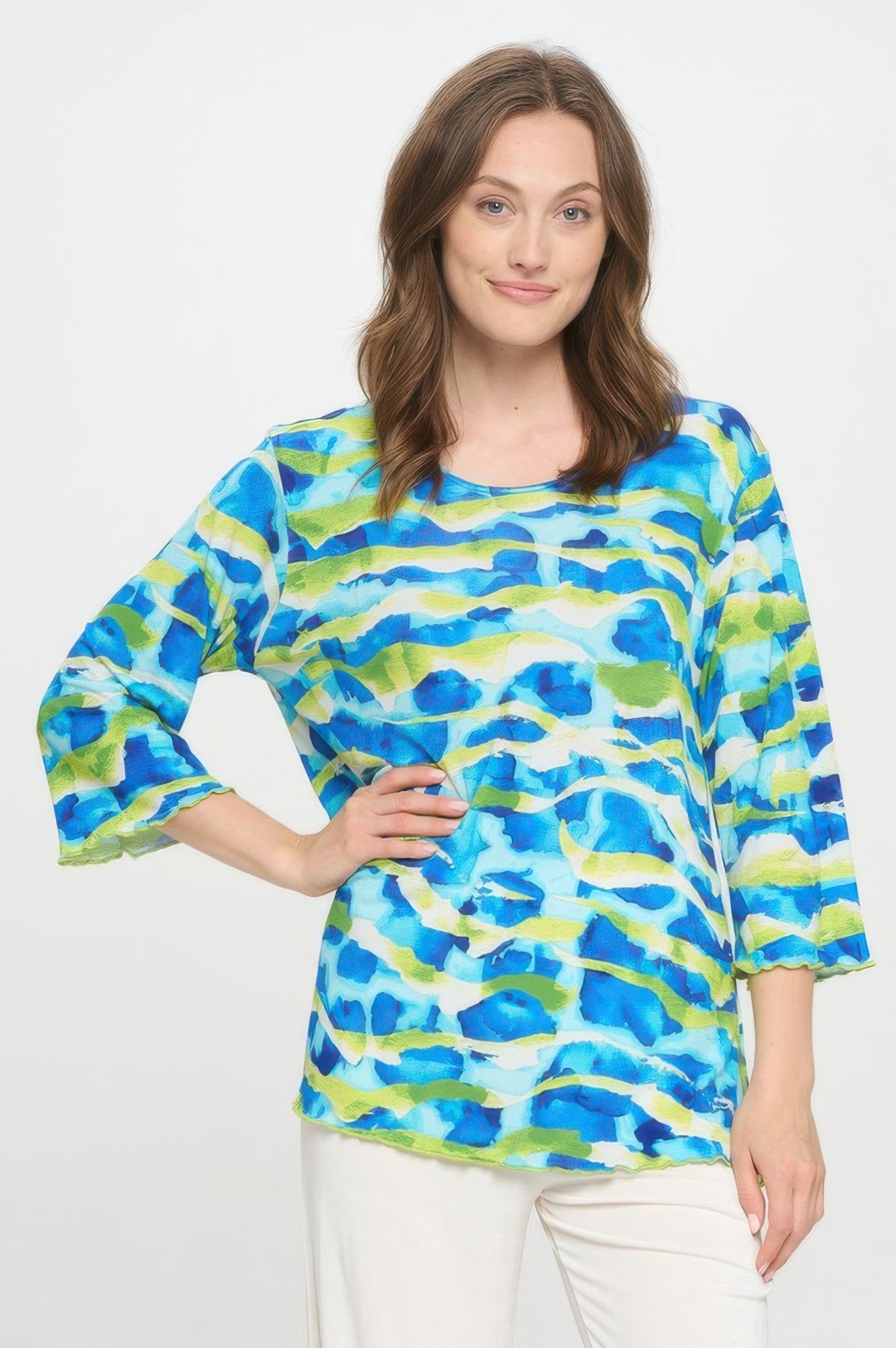 Print Hit Merrow Top