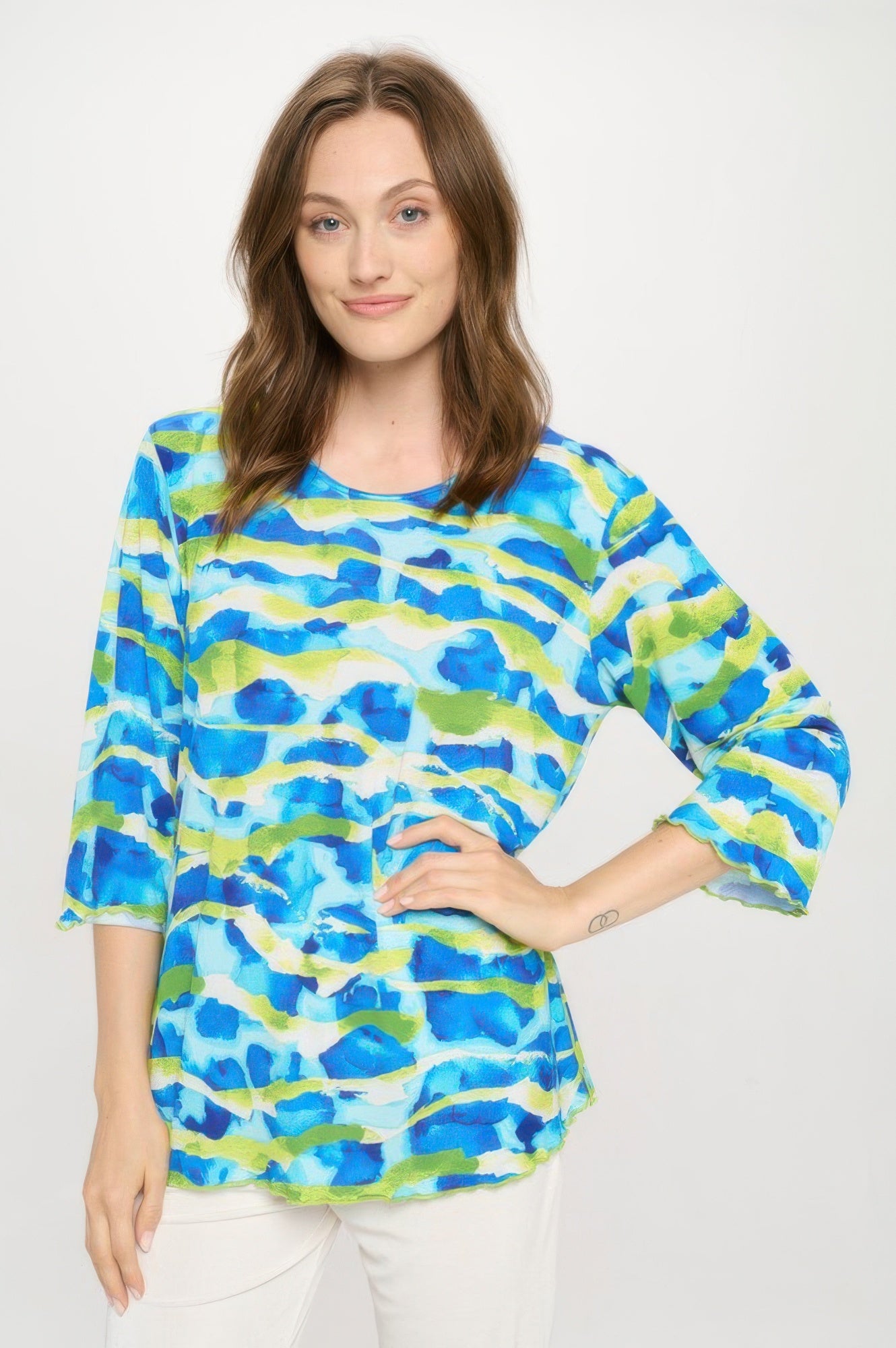 Print Hit Merrow Top