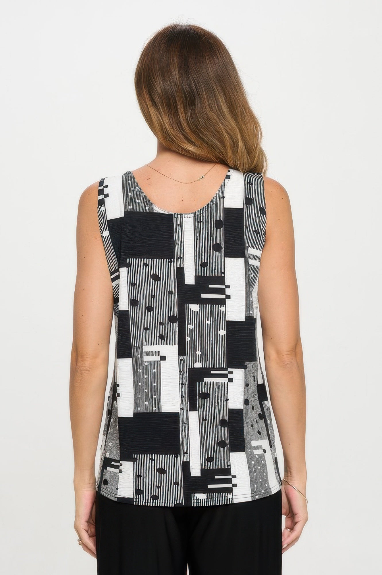 Venechia Pleated Print Sleeveless Tank Top