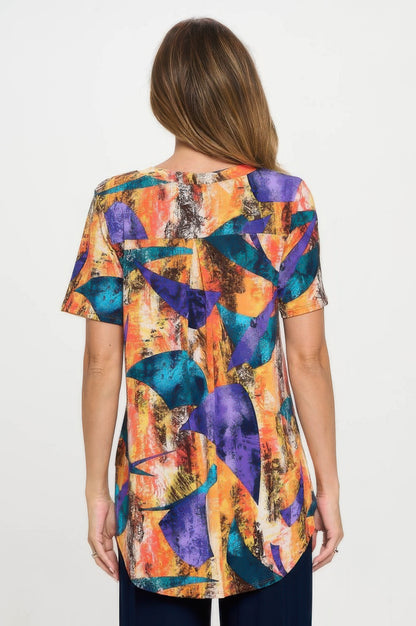Short Sleeve V-neck Notch Top
