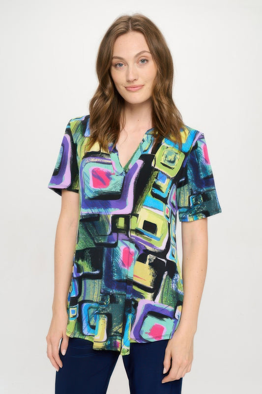 Short Sleeve V-neck Notch Top