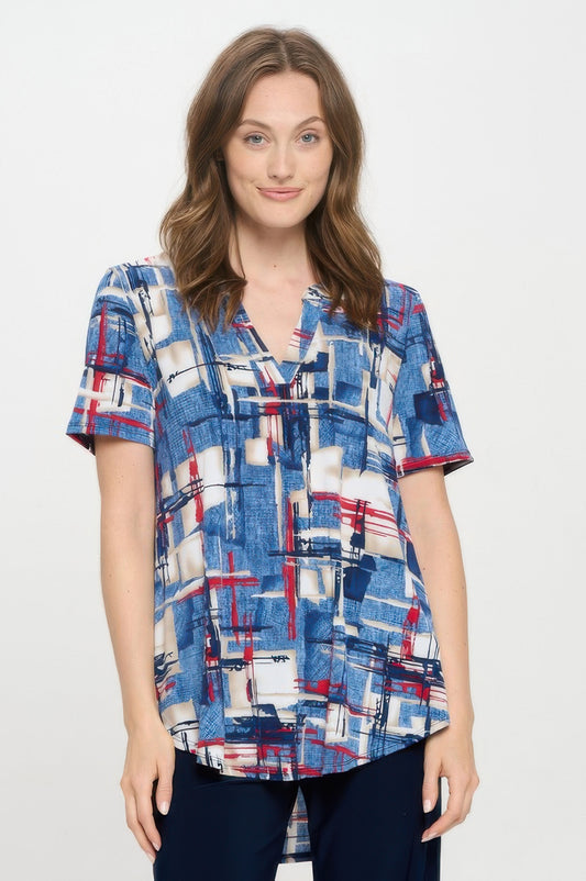 Short Sleeve V-neck Notch Top