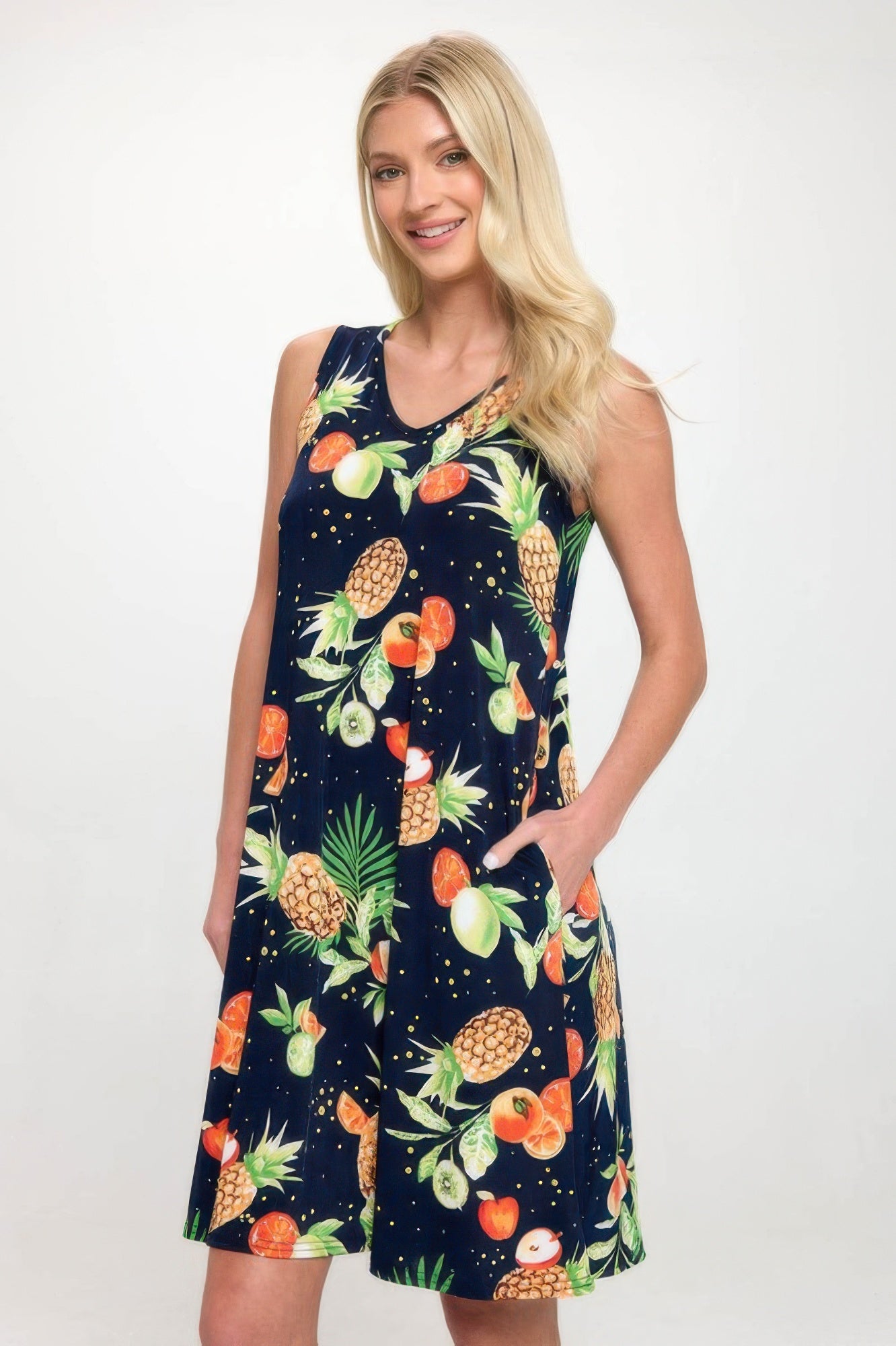 Bns V-neck Bias Pocket Tank Dress