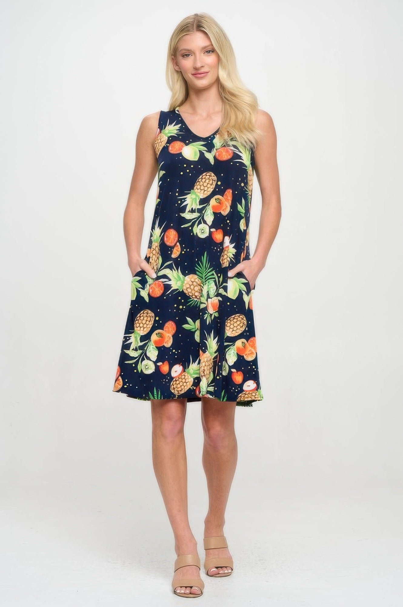 Bns V-neck Bias Pocket Tank Dress