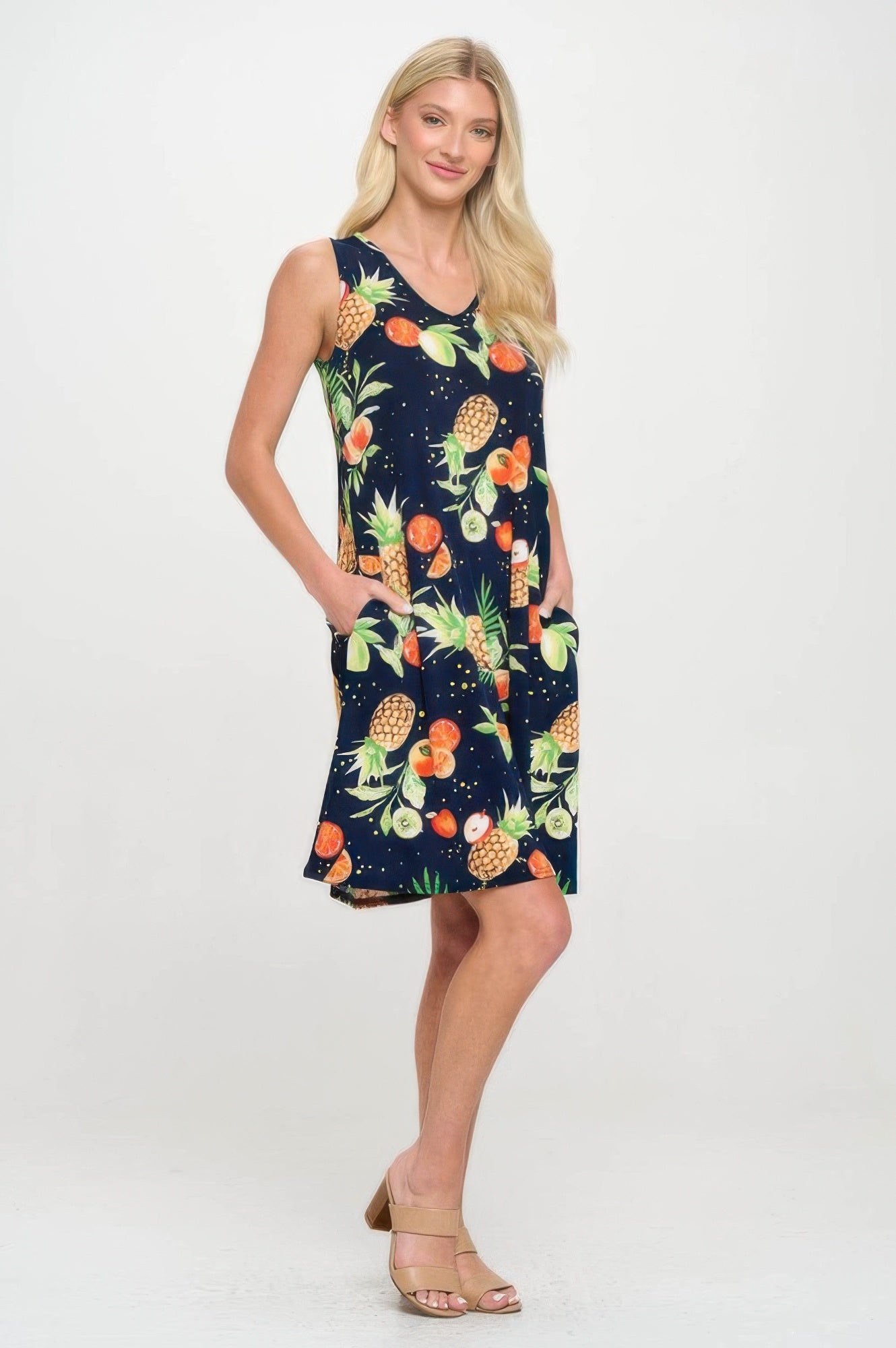 Bns V-neck Bias Pocket Tank Dress