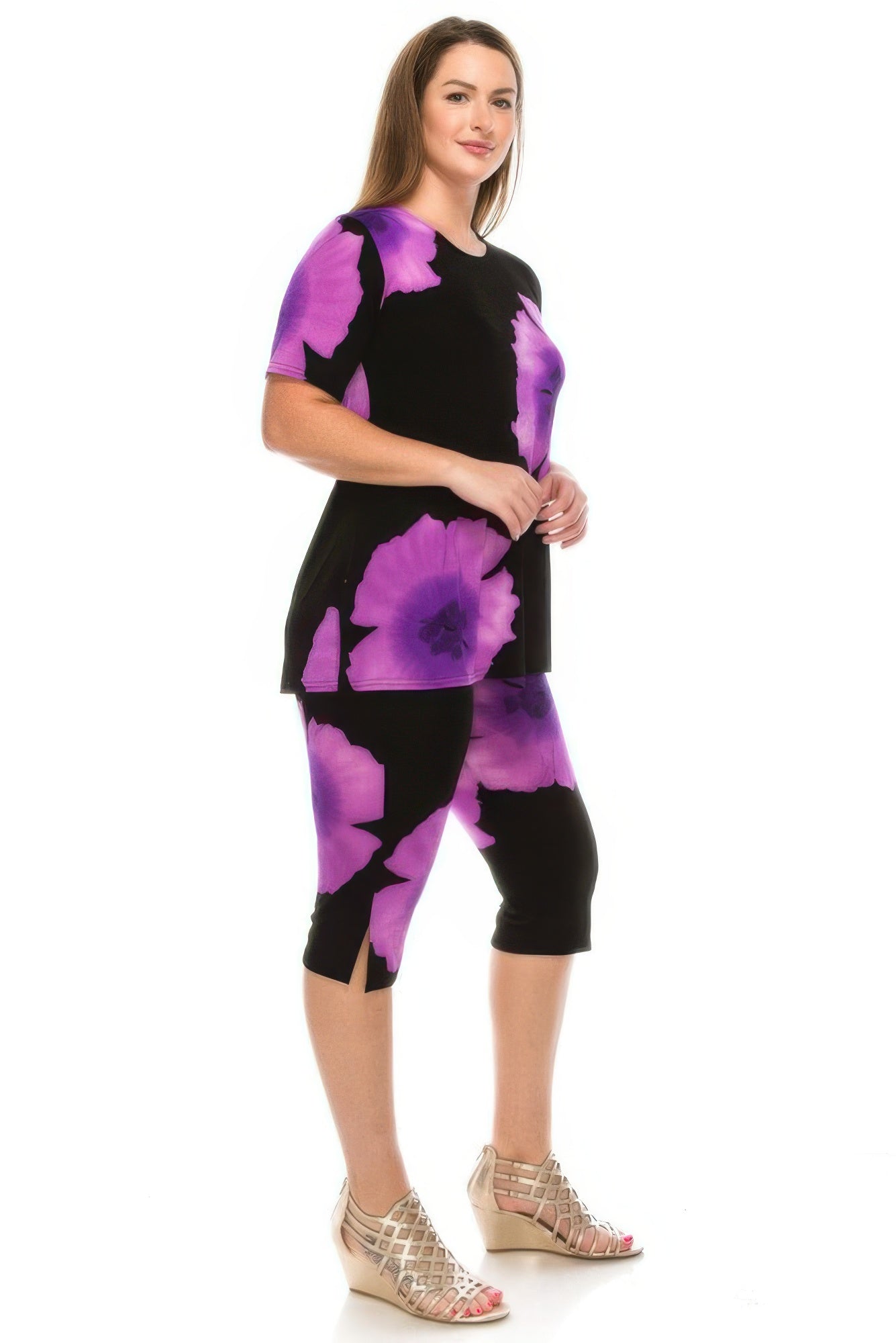 Floral Print Top Capri Pants Set