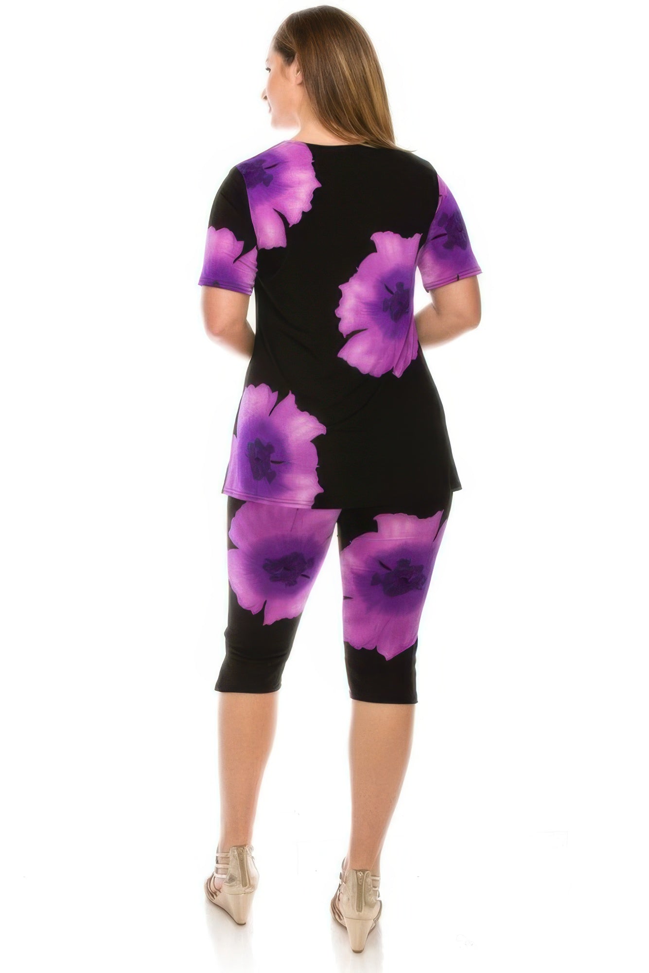 Floral Print Top Capri Pants Set