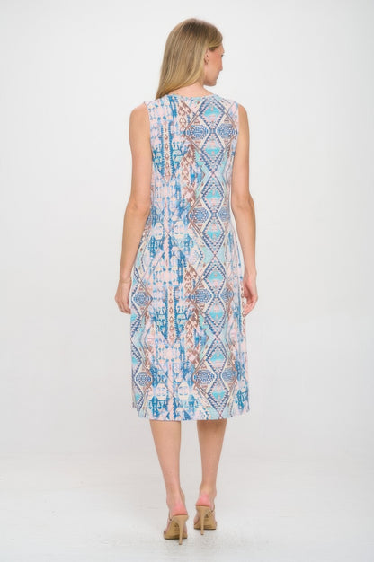 Hit V-neck Midi Tank Dress With Side Slit