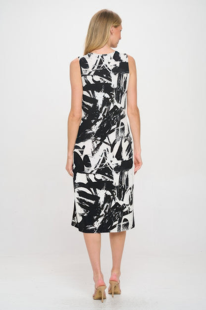 Hit V-neck Midi Tank Dress With Side Slit