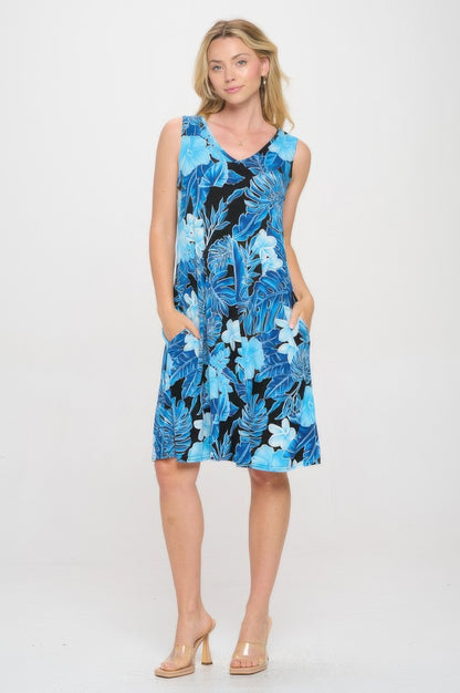Hit V-neck Bias Pocket Tank Dress