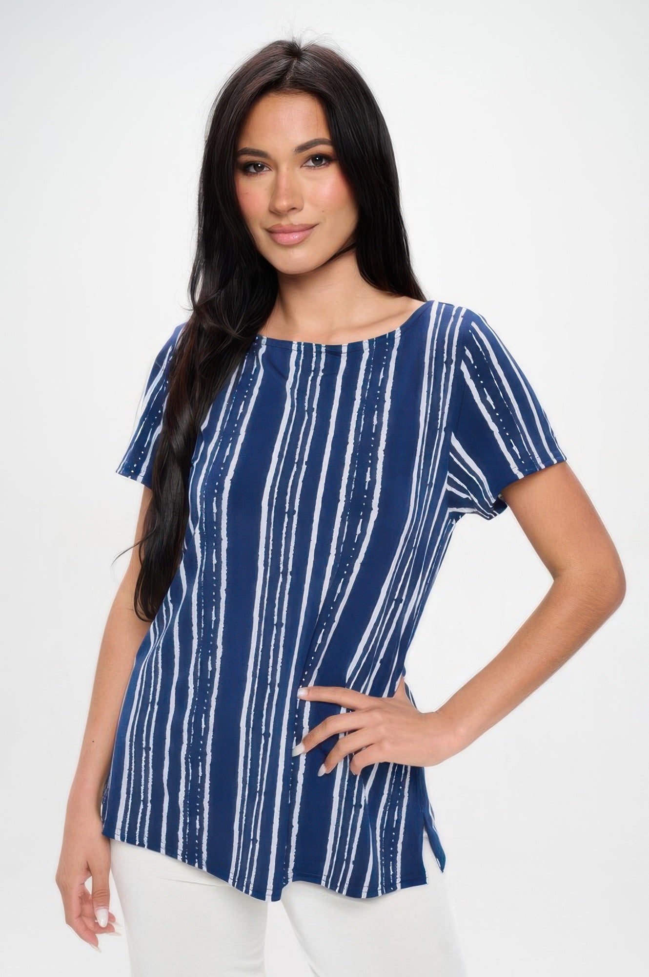 Plus Size Hit Boat Nk Short Sl Top