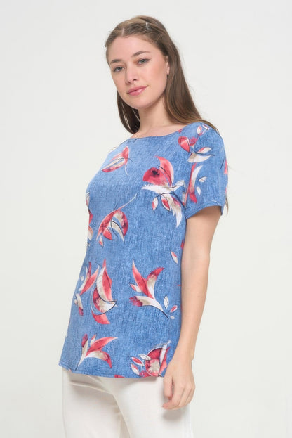 Plus Size Hit Boat Nk Short Sl Top