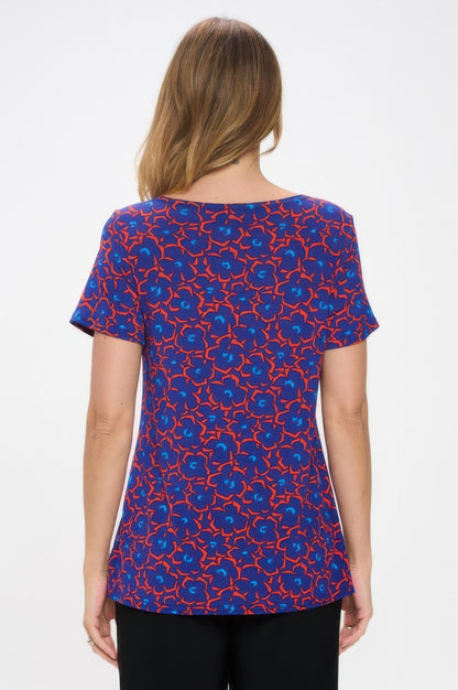 Hit Boat Neckline Short Sleeve Top