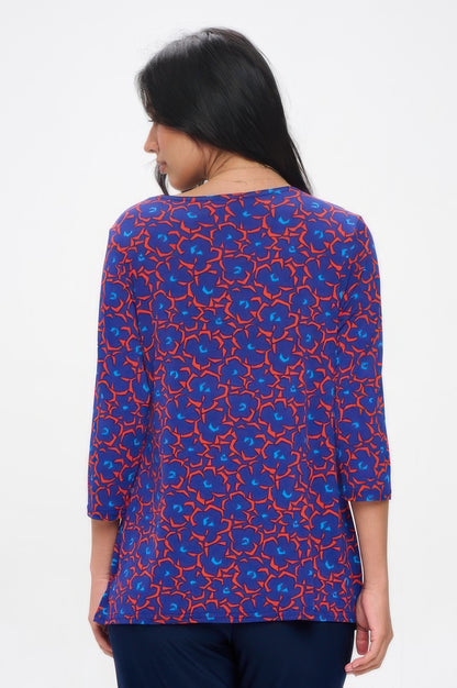 Hit Round Neck 3/4 Sleeve Slit Top