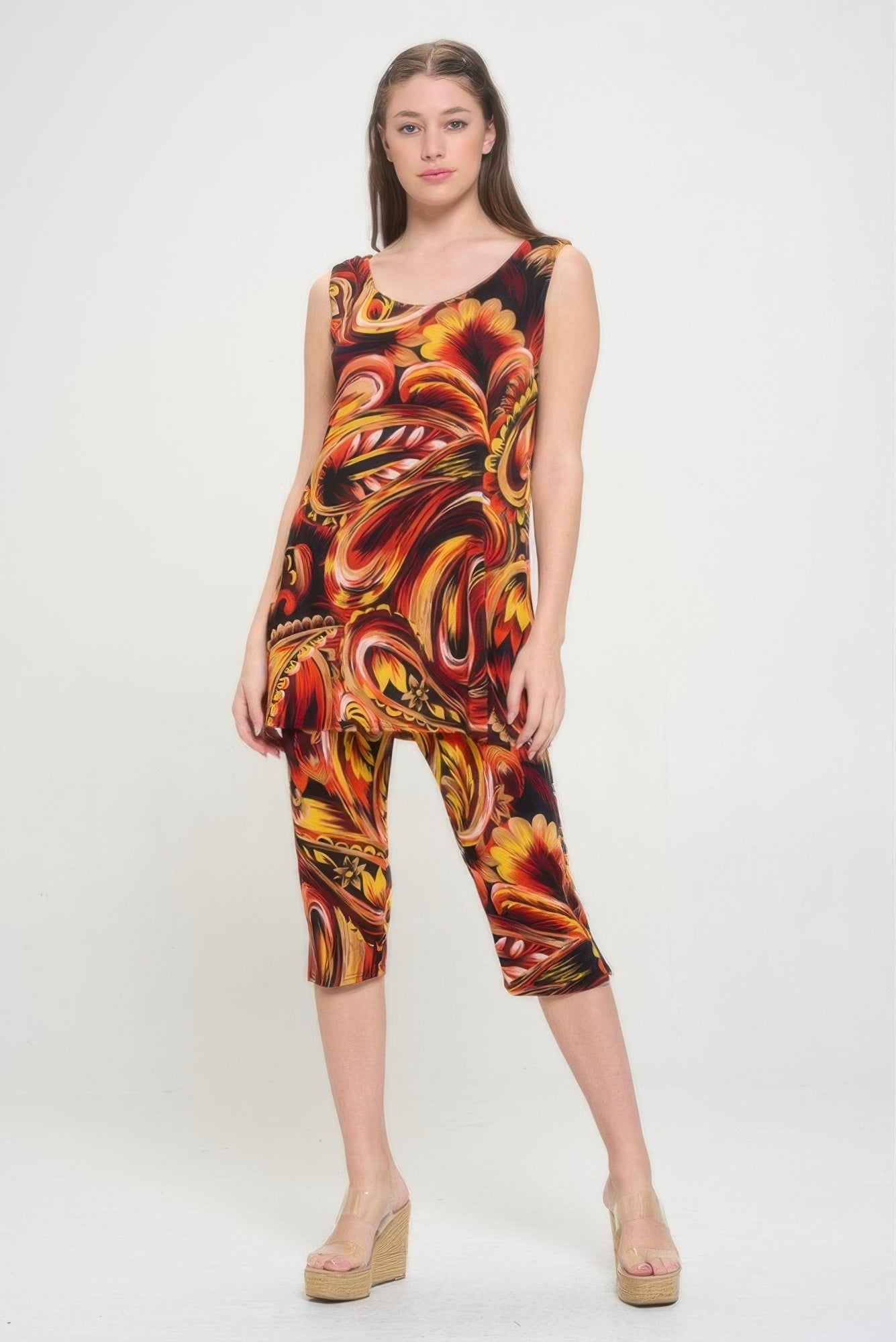 Plus Size Tank Capri Pant Set