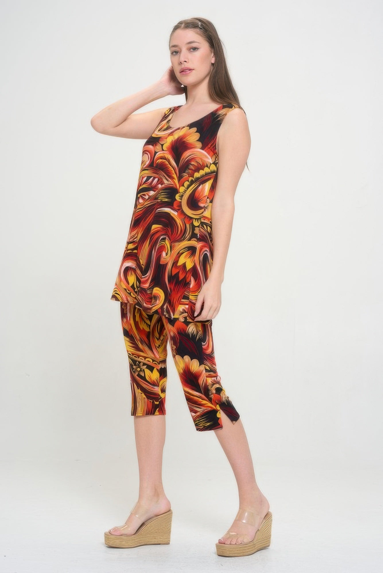 Plus Size Tank Capri Pant Set