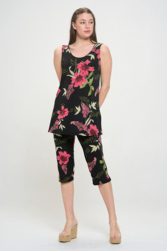 Plus Size Tank Capri Pant Set