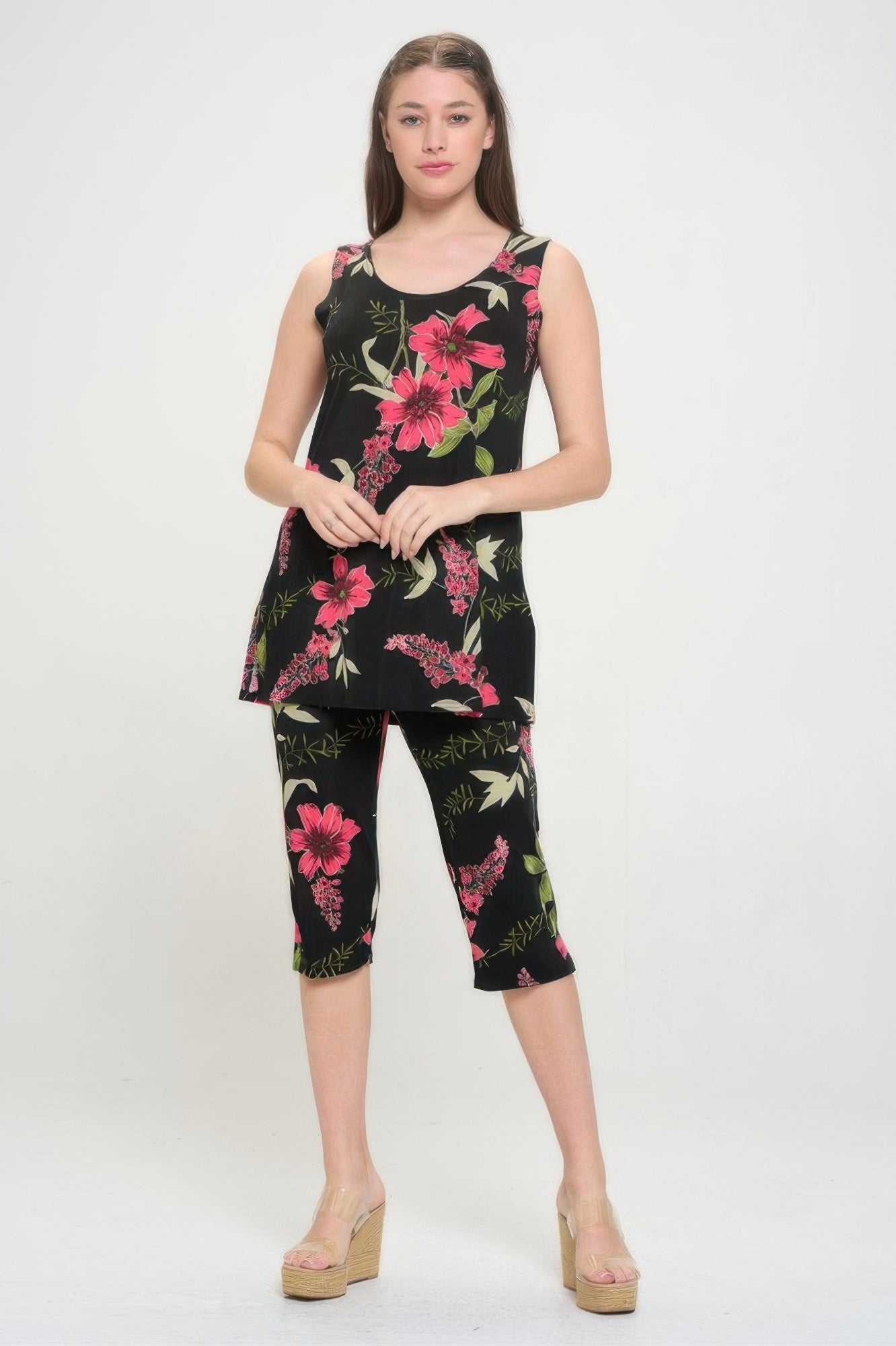Plus Size Tank Capri Pant Set