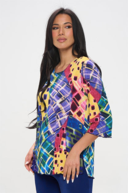Print Quarter Sleeve Top