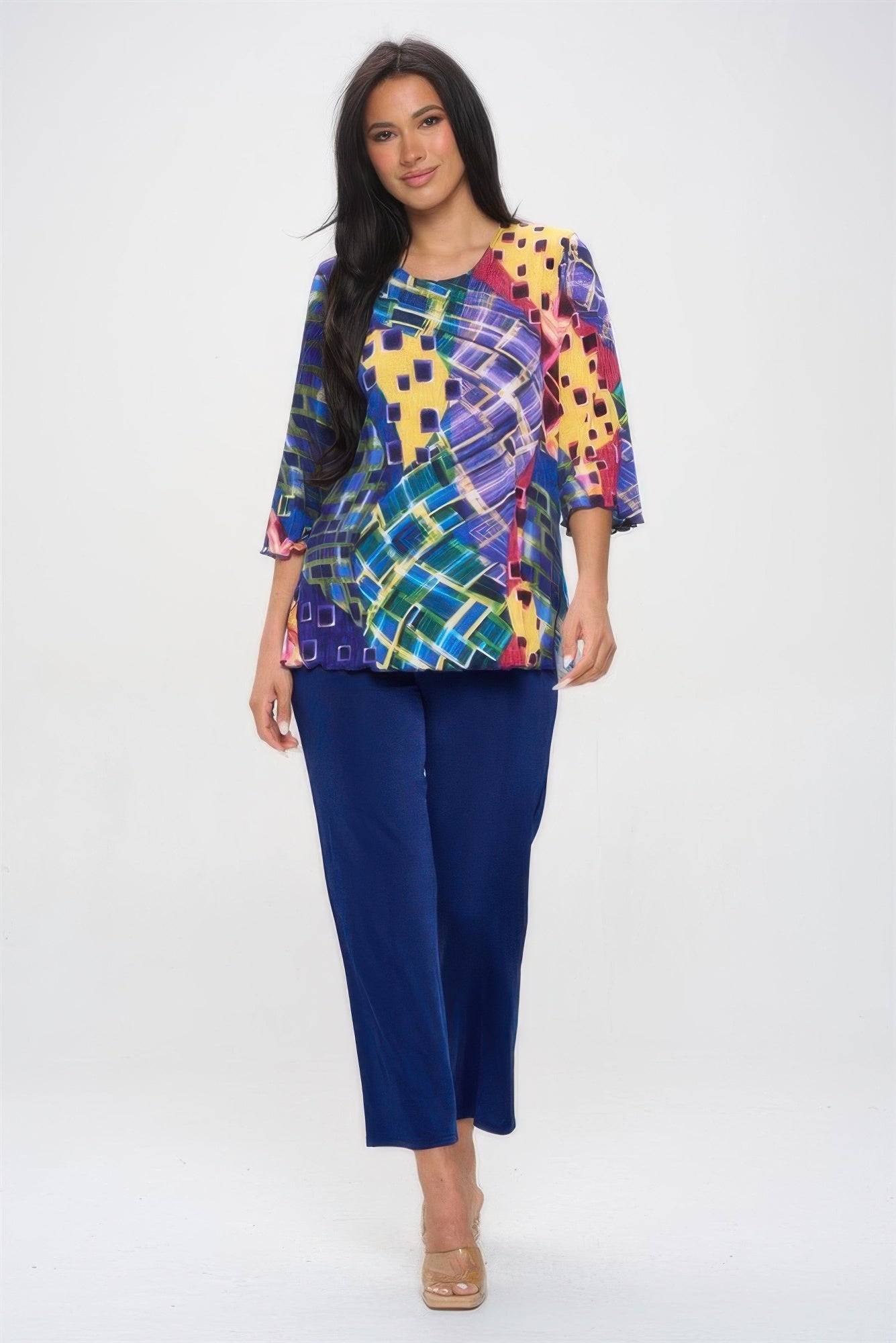 Print Quarter Sleeve Top