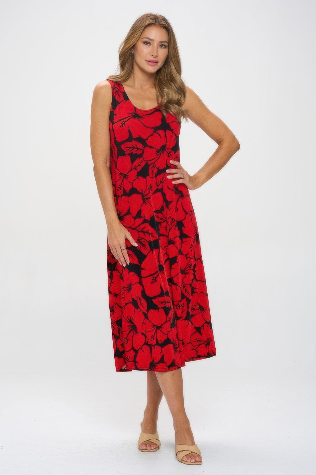Hibiscus Sunset Slinky Tank Dress