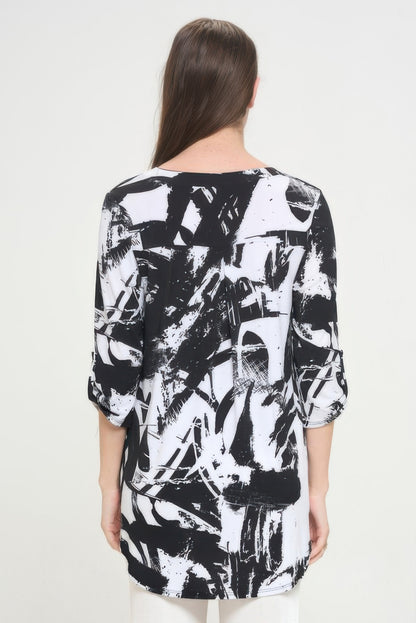Hit Notch Neck Rolled Sleeve Top