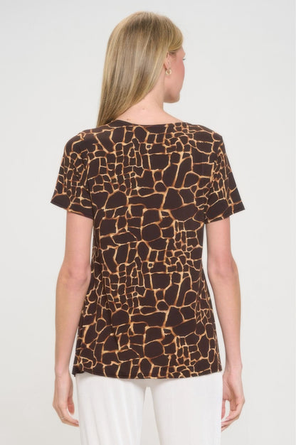 Hit Round Neck Short Sleeve Slit Top