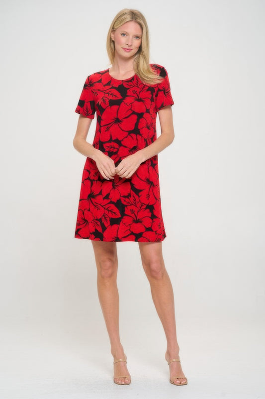 Short-sleeved Knee-length Dress
