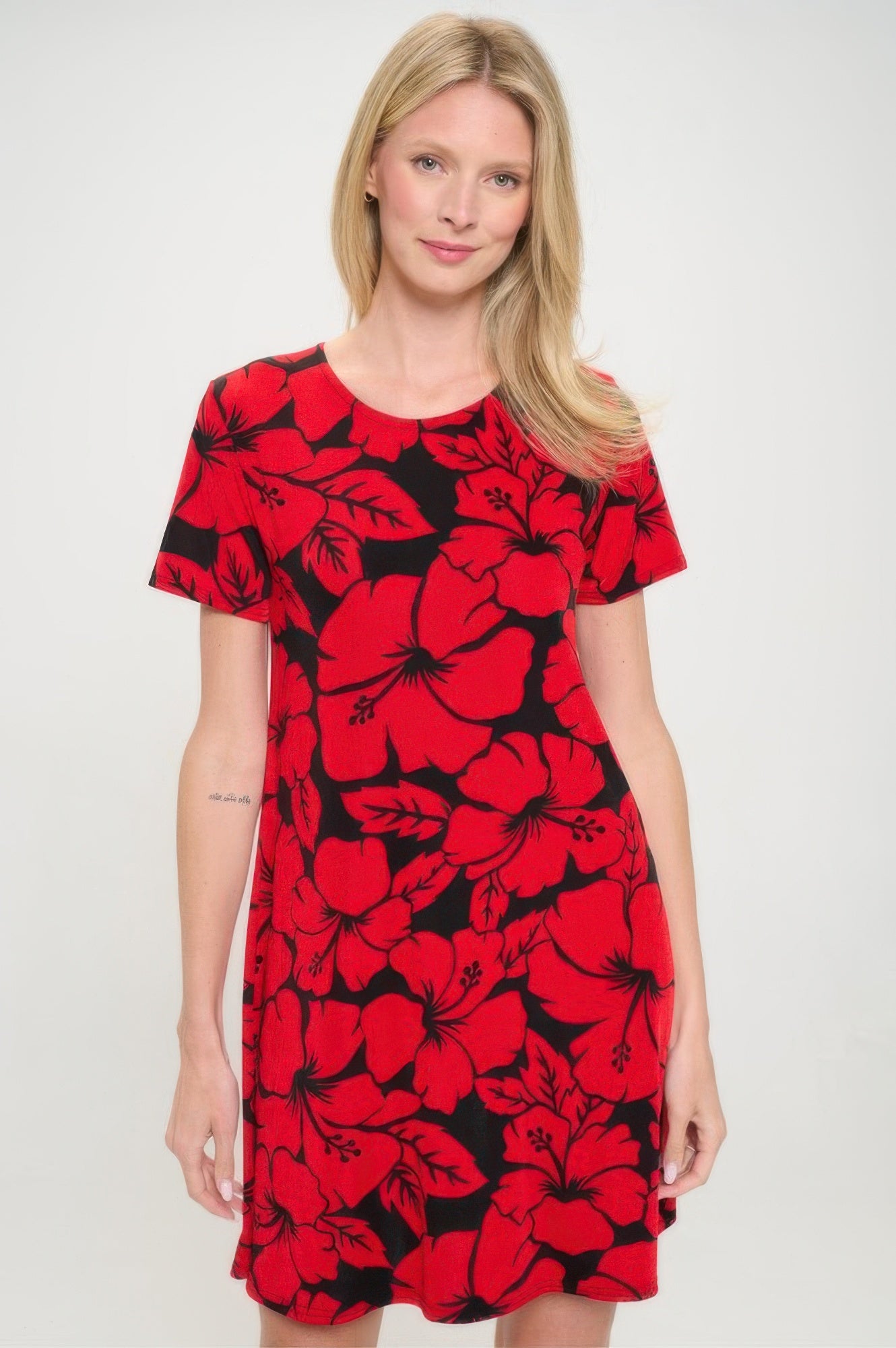 Short-sleeved Knee-length Dress
