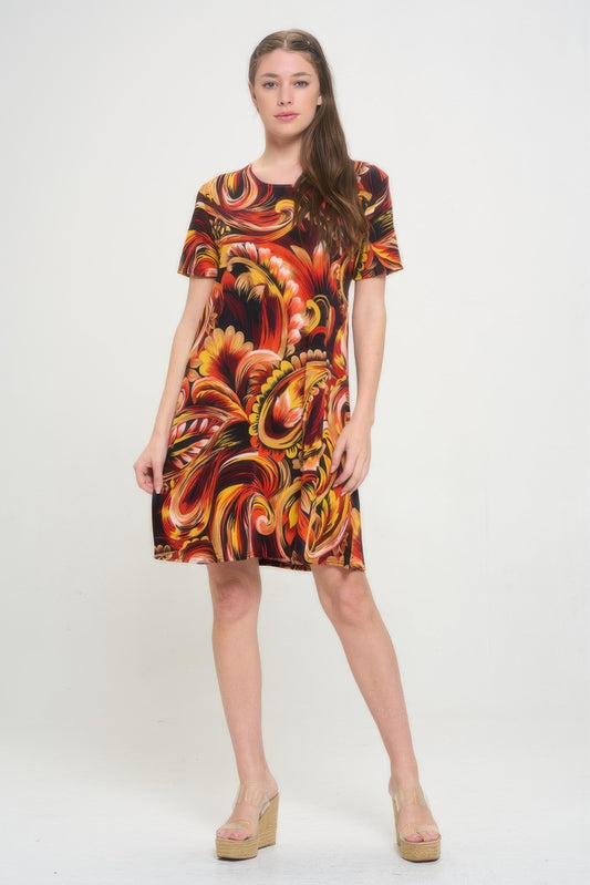 Short-sleeved Knee-length Dress