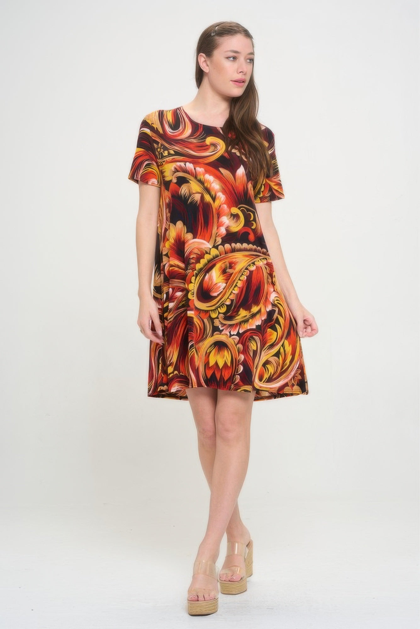 Short-sleeved Knee-length Dress