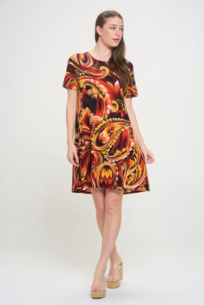 Short-sleeved Knee-length Dress