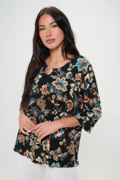 Print Quarter Sleeve Top
