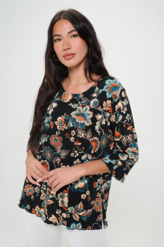 Print Quarter Sleeve Top
