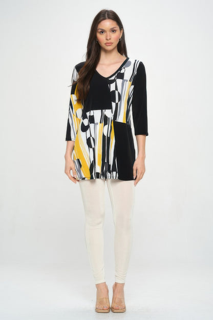 Hit Contrast V-neck Tunic Top