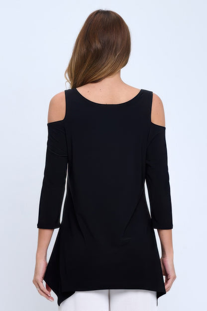 Black Cold Shoulder Sharkbite Top