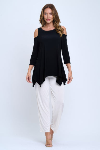 Black Cold Shoulder Sharkbite Top