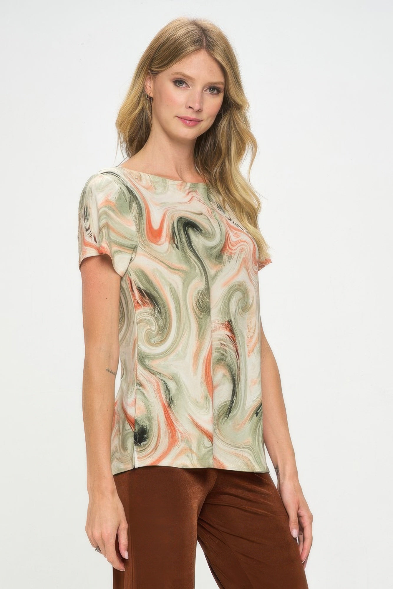 Plus Size Hit Boat Nk Short Sl Top