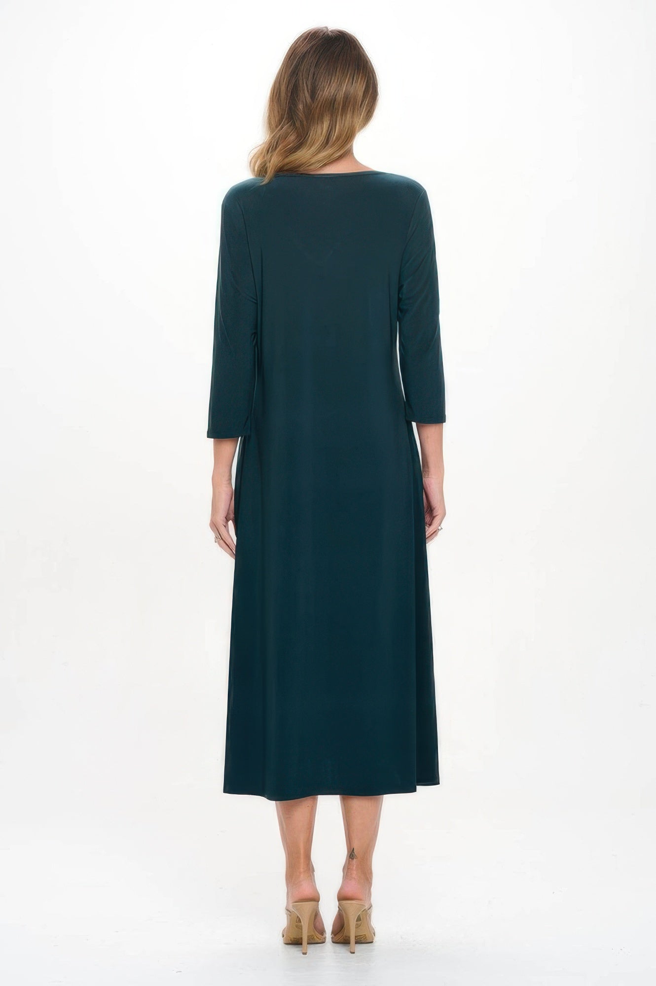 Hit V-neck Long Dress W/pocket